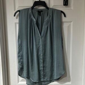 H&M Green Buttoned Mandarin Collar Blouse